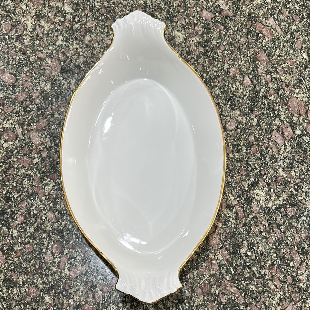 France White and Gold Oval Serveware Dish